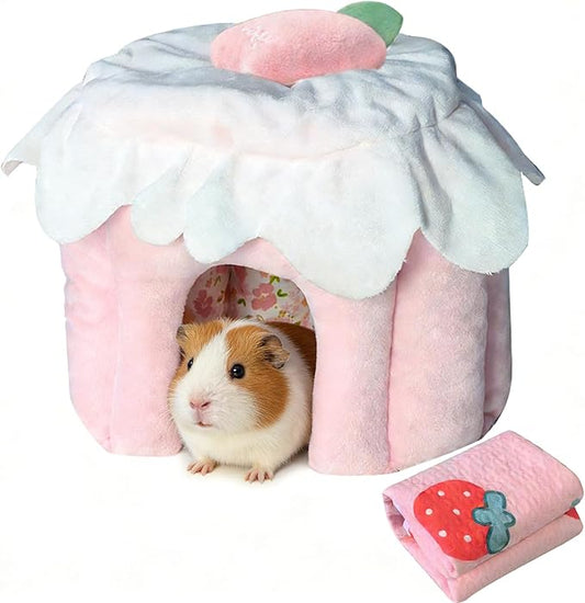 Guinea Pig Hideout, Warm Bunny House, Washable Winter Dwarf Rabbit Bed for Hamster, Chinchilla, Hedgehog,Ferret & Other Small Animals (Medium)