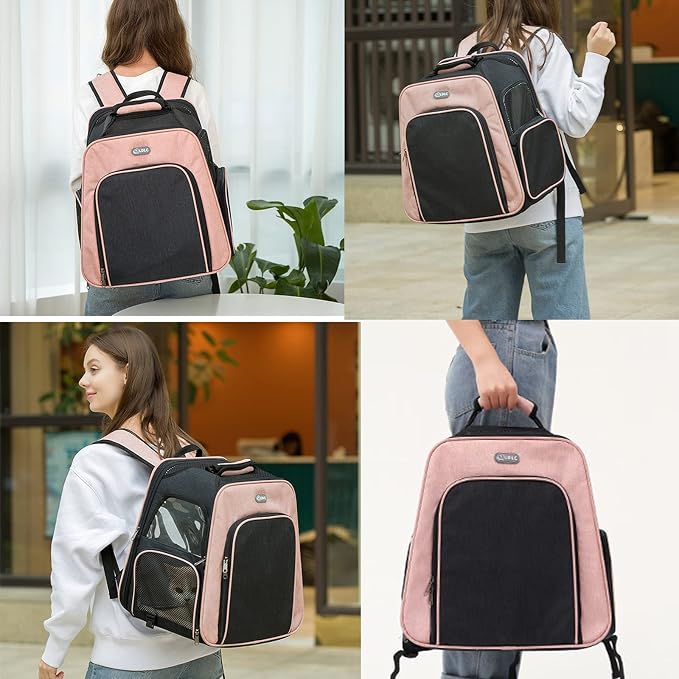 Pet Travel Carrier with Wheels,Puppy & Kitty Expandable Backpack Carrier for Dogs and Cats, Rolling Pet Carrier with Adjustable Handle, Mesh Windows, Storage Pockets