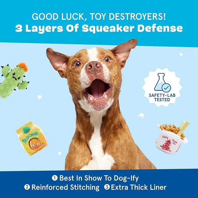 Barkbox Fiesta Party Bundle – Squeaky Dog Toys – Plush Chew Toys – Puppy and Pet Toys for Small Dogs – Full O’ Fluff Pinata & Muy Squeaky Margarita