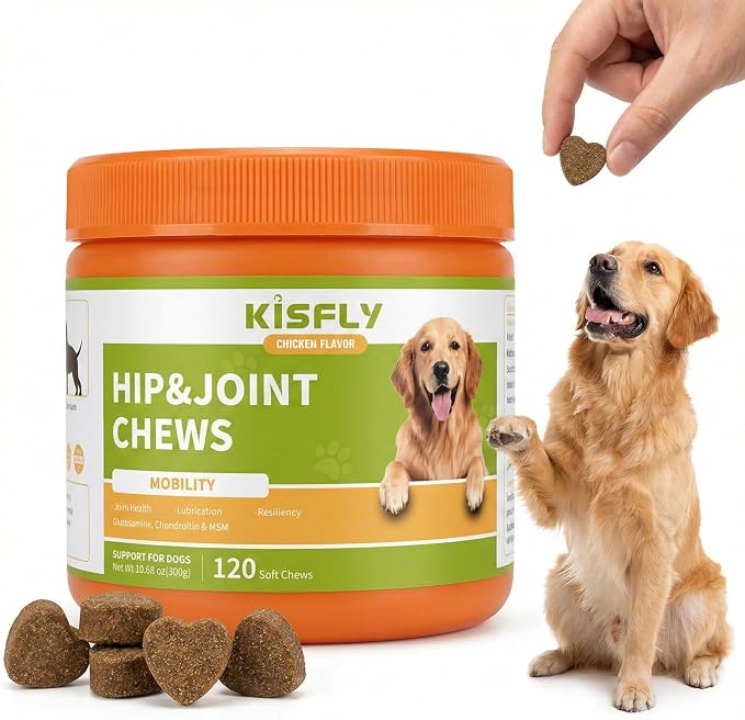 Hip & Joint Chews for Senior Dogs – Advanced Mobility Formula | Glucosamine, chondroitin & MSM soft chews support mobility, flexibility & daily activity for large and aging dogs.