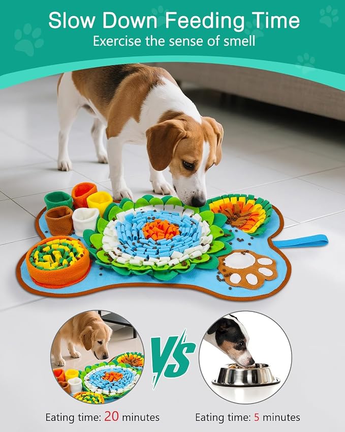 ORIA Snuffle Mat for Dogs, Interactive Slow Feeder Mat, Mental Stimulation, Boredom Busters, Anxiety Relief, Dog Puzzle Toy & Treats Hunting Game for Small Medium Dogs Puppies, 25''x17''