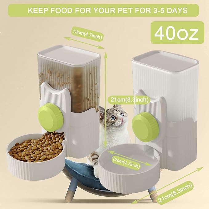 Lemtrflo Rabbit Feeder for Cage,Hanging Automatic Cat Feeder and Water Dispenser,Ferret Cage Accessories,Food Water Bowl for Cats Rabbit Guinea Pig Cages(Cage Grid Spacing Over 1.2'')