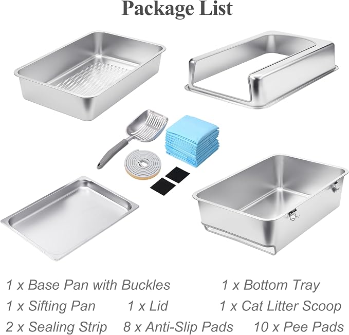 Pull-Out Sifting Cat Litter Box with Lid for Pine Pellets (23.5" L x 15.6" W x 10" H)