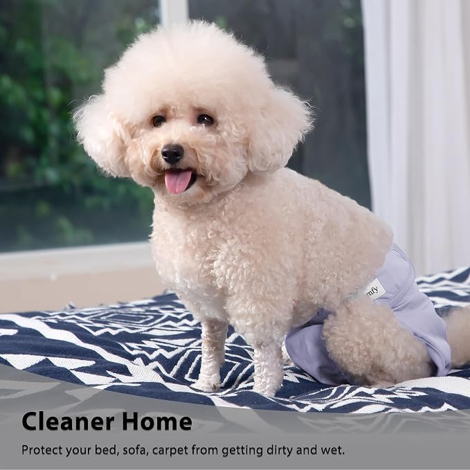 Vecomfy Reusable Female Dog Diapers for Medium Dogs,(4 Pack) Easy Absorbent Large Doggie Diapers for Peeing,in Heat,Dog Period Panties,L