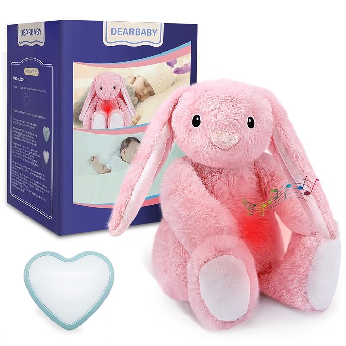 Baby Soother Cry Activated Sensor Toys,Heartbeat Bunny for Babies,Plush Stuffed Animal for Newborn Infants,Baby Toy Vibrating with Mom’s Heartbeat,Baby Shower Gifts for Girls and Boys