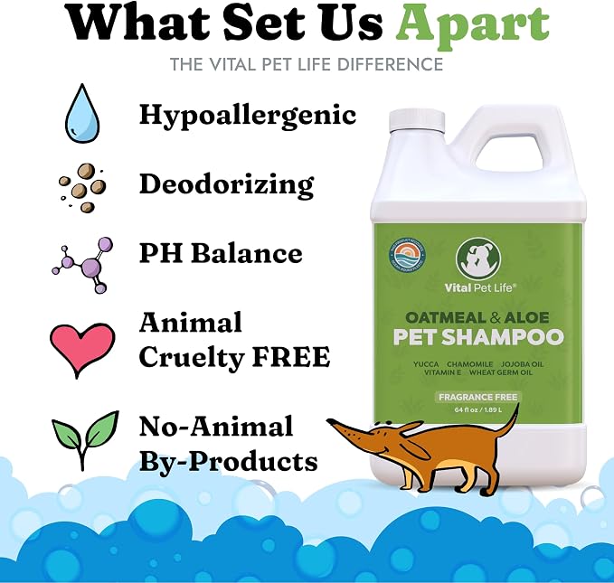 Dog Skin & Coat Support Bundle – Fish Oil for Dogs + Oatmeal Shampoo, Itchy Skin, Shedding, Dry Coat, & Allergy Support, All Natural Ingredients for Pets