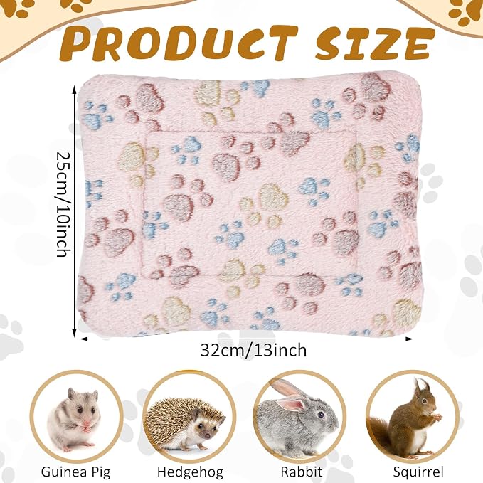 Tuanse 4 Pack Ultra Soft Dog Cat Bed Mat Small Animal Guinea Pig Bed with Cute Print Reversible Fleece Dog Crate Kennel Pad Cozy Washable Thickened Hamster Pet Beds Mat(13 x 10 Inches,Light Brown)