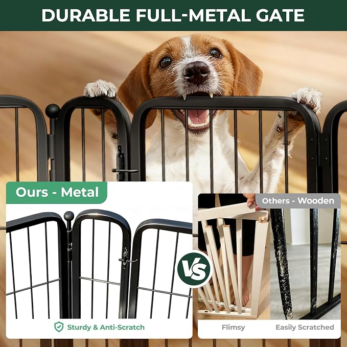 FXW Dog Gate Extra Wide Designed for Indoor Use, Adjustable Width Up to 55-inch Wide (32" H 2 Wire Panels for Small and Medium Dogs), Black