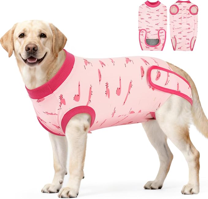 IDOMIK Dog Recovery Suit for Female Spay - Adjustable Anti-Licking Dog Post Surgery Onesie, Male Female Dog Neuter Spay Suits, Soft Abdominal Wound Bandage & E-Collar Cone Alternative