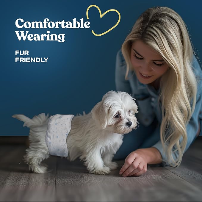 Comfortable Male Dog Diapers - 30-Pack Super Absorbent Disposable Male Dog Wraps- FlashDry Gel Technology, Wetness Indicator Doggie Diapers- Leakproof Belly Wraps for Incontinence, Excitable Urination