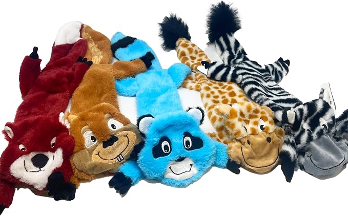 Jalousie 5 Pack Ultra Tough No Stuffing Squeaky Dog Toys for Large Dogs No Mess Interactive Durable Plush Chew Toy Indestructible Dog 6 Layers (5 Pack - Extra-Large - Premium Furrrr, X Large)