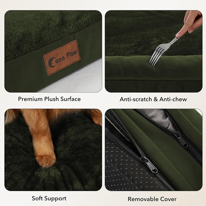 Orthopedic Dog Beds for Medium Sized Dogs, Waterproof Egg Crate Foam Medium Dog Couch Beds for Crate 35x22Inch, Washable Pet Beds with Removable Cover and Nonskid Bottom, Olive Green