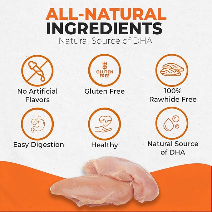 Canine Naturals Puppy Chicken and Rice Chew - Rawhide Free Puppy Treats - Made with USA Chicken - All-Natural & Easily Digestible of 5-Inch Sticks for Puppies,(Pack of 20)