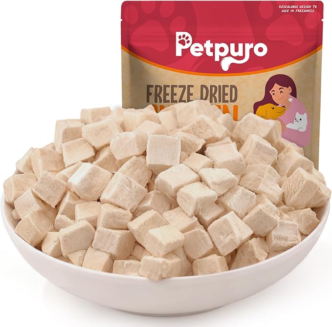 Freeze Dried Chicken Cat & Dog Treats 7.1 OZ – Single Ingredient Chicken Cubes High Protein, Bite-Sized Grain-Free Pet Training Snacks for Small Dogs Cats