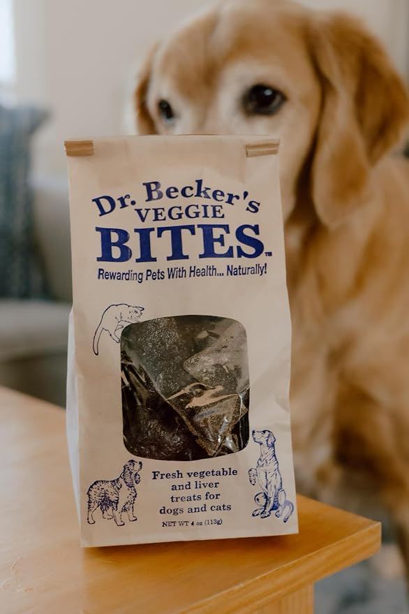 Dr. Becker's Veggie Bites | Made from Fresh Vegetables | Grain Free Liver Training Treats for Dogs & Cats, 4 oz