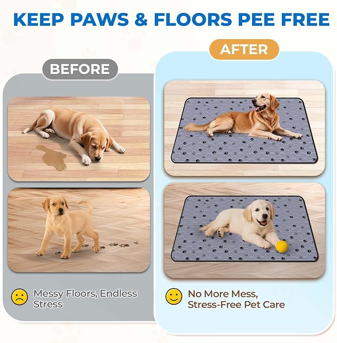 Fostanfly Non-Slip Washable Pee Pads for Dogs, 2 Pack 48''x60'' Extra Large Ultra-Absorbent and Leak-Proof Reusable Potty Training Pads for Dogs, Puppy and Cats of Add 8 Lanyards