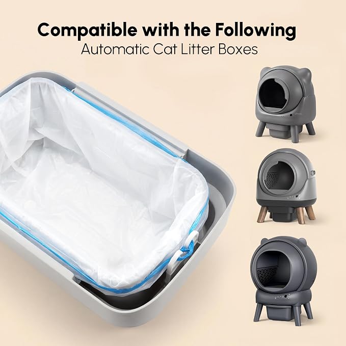 80 Count 21.65" x 11" Cat Litter Box Liners for Self Cleaning Litter Box, Extra Thick Heavy Duty Cat Litter Bags Replacement, 6-8 Gallons of Capacity