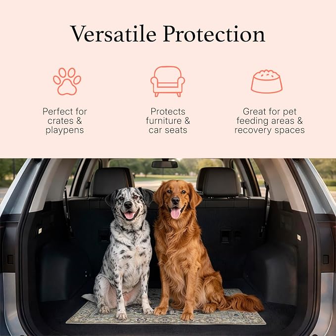 Lovewag Pets Washable Dog Pee Pads, 28" x 41" Inch, Waterproof, Non-Slip, Super Absorbent, Reusable Machine-Washable, 2-Pack (Blue Hazel)