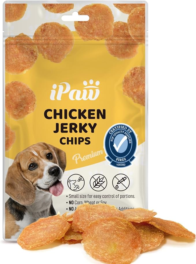 iPaw Chicken Chips Dog Treats for Puppy Training, SQF Certified Human Grade Dog Treat, Hypoallergenic, Easy to Digest (Chicken Chips)