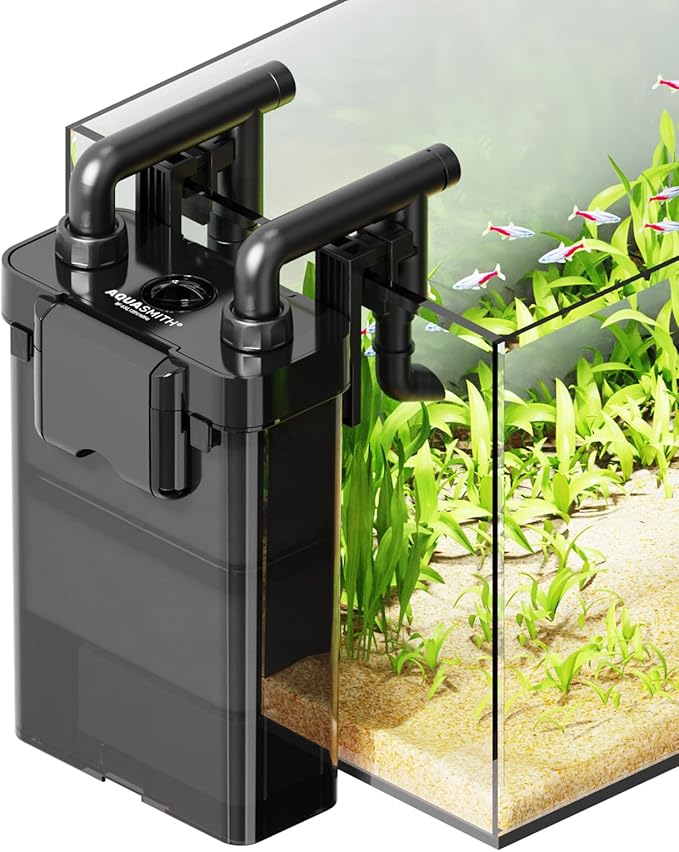 AQUASMITH Hang on Back Aquarium Filter,Ultra-Quiet Small Canister Filter,Multi-Layered Filtration,Bottom Anti-Dry Burn Motor,Extra-Large Filter (118GPH（for 20-40 Gallon）)
