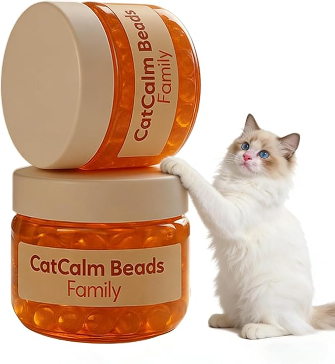 Diffuser to Calm Cats, Cat Calm Beads Family, Cat Calming Diffuser Gel Non Plug in, 2 Pack Cat Anxiety Relief, Lasting 2 Months, Downtime More Peaceful for Pets and Owners Alike. (2pc)