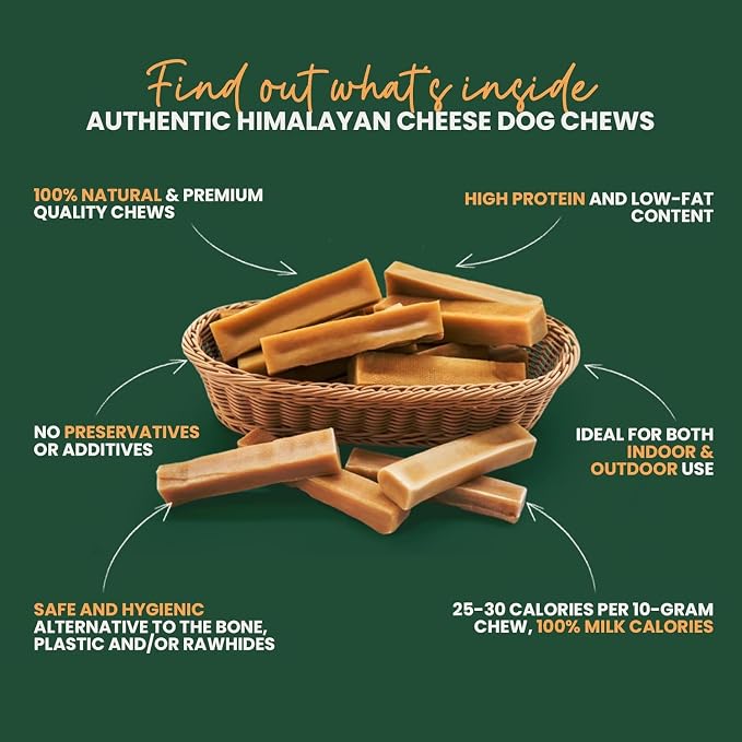 Authentic Himalayan Yak Cheese for Dogs - Large/XLarge (Pack of 4) - Sourced from Pristine Himalayan Foothill, Rawhide-Free, NO preservatives