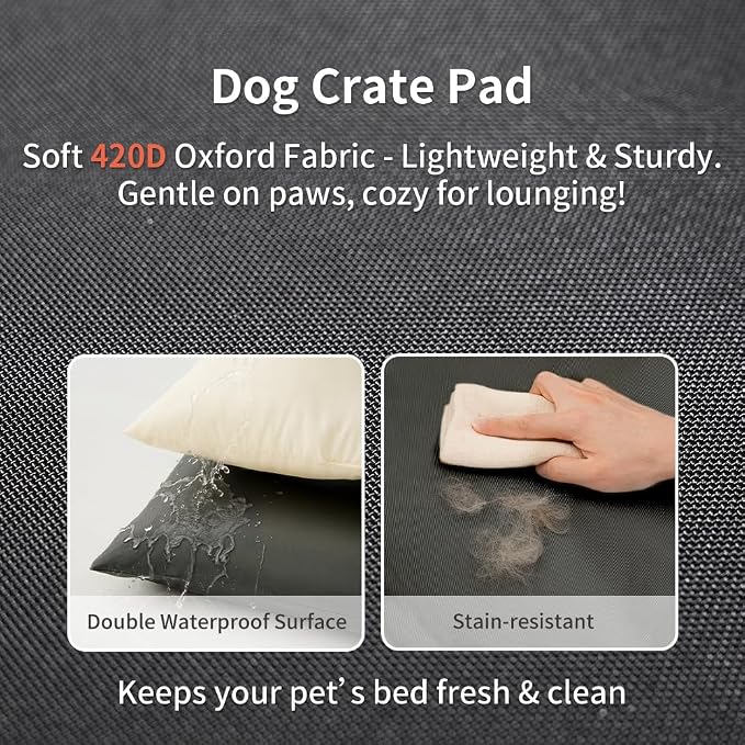SOMAHE Medium Dog Bed with Removable Washable Cover - Orthopedic Dog Crate Pad, Waterproof Oxford Fabric, Non-Slip Bolster Bed for Medium Dogs, 36x23 Inch, Black