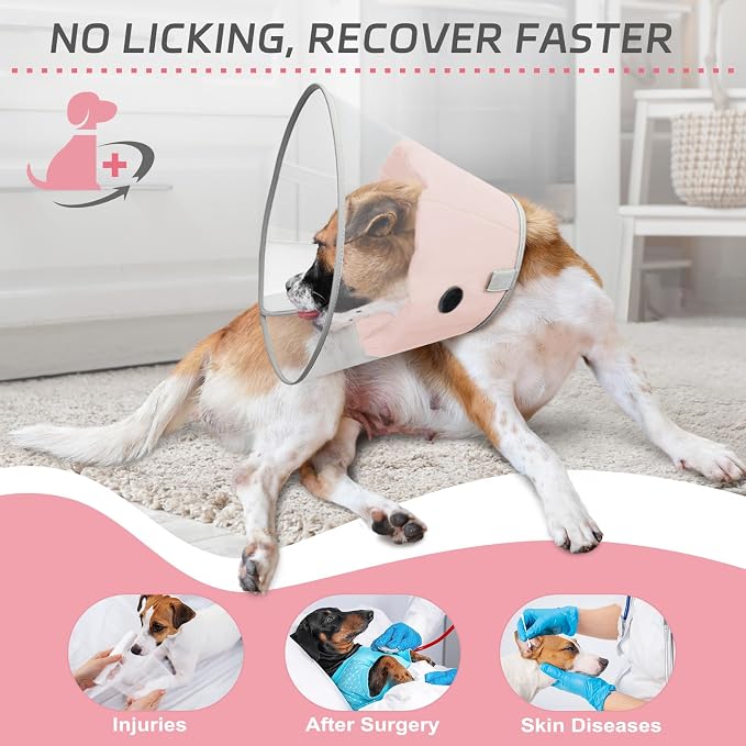 Dog Cone Collar to Stop Licking with Soft Liner, Comfortable Elizabeth Recovery Collar for Large Medium Dogs After Surgery, Pet Neck Head Cone Alternative,XXL