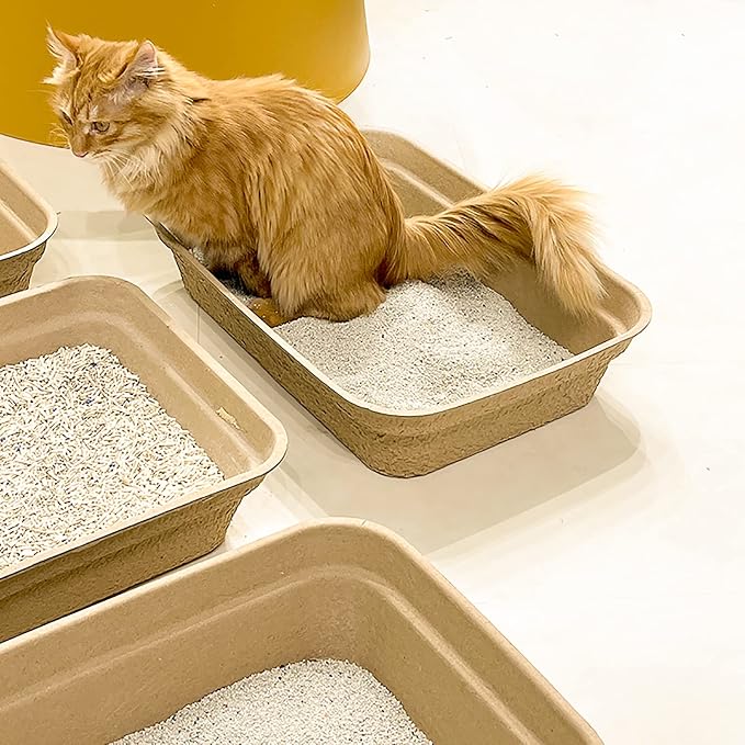WUWEOT 8 Pack Disposable Cat Litter Box, Paper Cat Litter Tray Pet Litter Pan, 16.7" X 13" X 4" Travel Small Animal Clean Sifting Potty for Indoor Outdoor, Hamster, Guinea Pig, Mice, Bunny