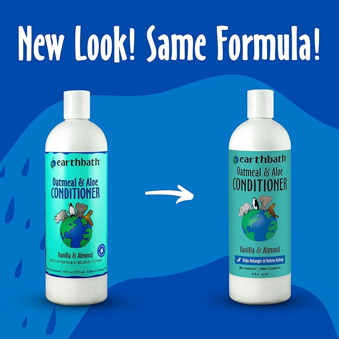 earthbath, Oatmeal & Aloe Conditioner - Dog Conditioner for Allergies & Itching, Dry Skin, Dog Wash that Helps Detangle & Relieve Itching, Made in USA, Cruelty Free Pet Conditioners - 16 Oz (1 Pack)