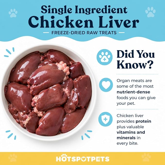 hotspot pets Freeze Dried Chicken Liver Treats for Cats & Dogs -1LB Big Bag~300pcs -Made in USA- Single Ingredient All Natural, Grain-Free - Perfect for Training, Food Topper or Snack