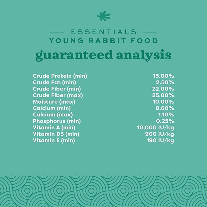 Oxbow Essentials Rabbit Food, Young Rabbit, Made with Oxbow Timothy, Pet Food Pellets for Bunnies, Small Animal Pet Products, Made in USA, High Fiber Bunny Supplies, 10 lb. bag