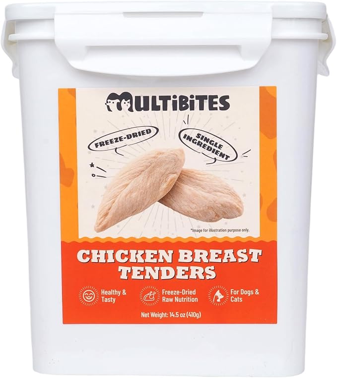 14.5 oz Freeze Dried Chicken Breast for Dogs & Cats - Human Grade High-Protein Freeze Dried Dog Treats - Training Treats & Food Toppers, Large Tub for All Life Stages & Multi-Pet Homes