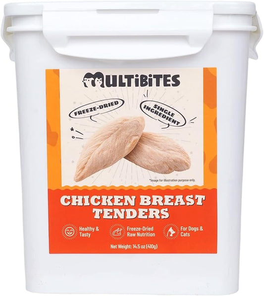 14.5 oz Freeze Dried Chicken Breast for Dogs & Cats - Human Grade High-Protein Freeze Dried Dog Treats - Training Treats & Food Toppers, Large Tub for All Life Stages & Multi-Pet Homes