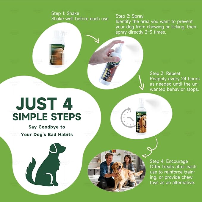 Bitter Dog No Chew Spray, Dog Deterrent Spray for Furniture & Carpet, Puppy Corrector & Training Spray for Dogs & Puppies, Safe & Natural, Prevent Peeing, Biting, Chewing & Licking Injuries, 2 Bottles