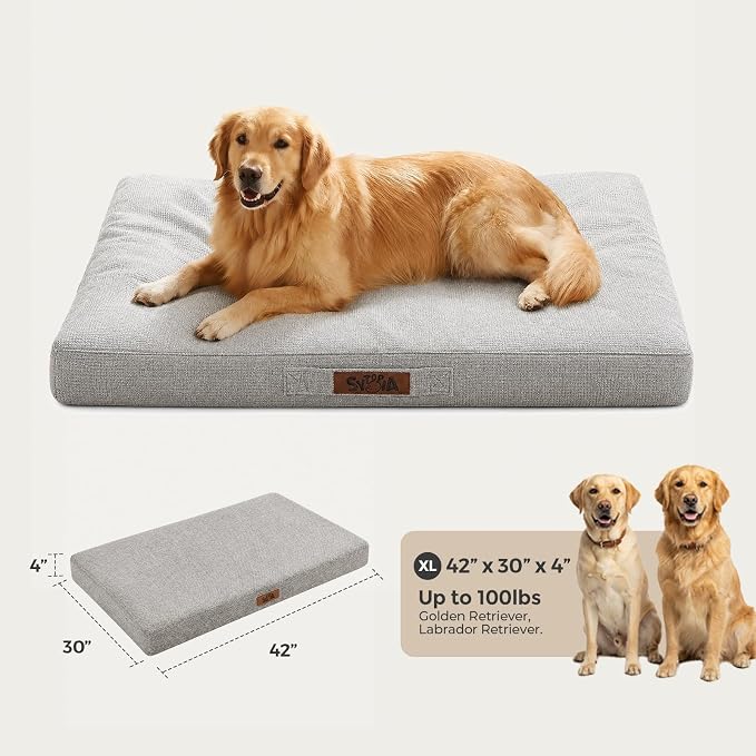 Sytopia 42" XL Chew Proof Dog Bed-Light Grey