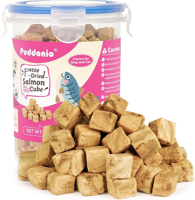 Freeze Dried Dog & Cat Treats – Single Ingredient Salmon, High Protein Training Treats & Food Topper, 3.5 oz