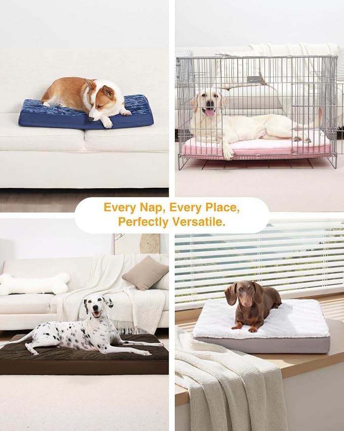 KSIIA Orthopedic Dog Crate Bed for Large Dogs, Waterproof, Washable & Removable Cover, Egg Crate Foam, 41 x 27 Inch, Dark Gray