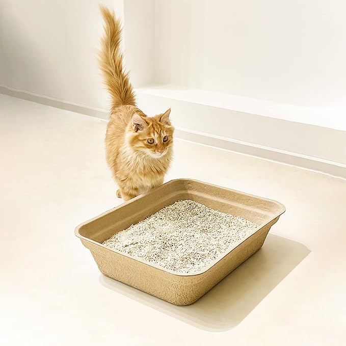 WUWEOT 8 Pack Disposable Cat Litter Box, Paper Cat Litter Tray Pet Litter Pan, 16.7" X 13" X 4" Travel Small Animal Clean Sifting Potty for Indoor Outdoor, Hamster, Guinea Pig, Mice, Bunny