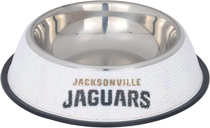 The Memory Company Officially Licensed Stainless Steel Pet Bowl, Premium Bling Team Logo Dog & Cat Food & Water Dish, Non-Slip Rubber Base, for Large/Small Breeds