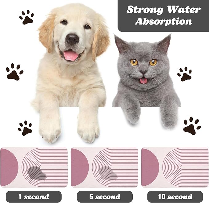 Dog Food Mats,Cat Absorbent Water Bowl Feeding Mats Pet Placemats for Food and Water Pink Bohemia 16 * 24 inch