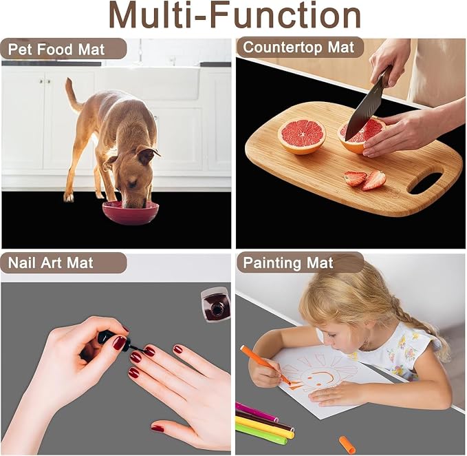 48''x32''(120cmx80cm) Extra Large Silicone Mat for Kitchen Counter, 1.5MM Thick Non-Slip Heat Resistant Countertop Protector, Waterproof Durable Kitchen Mat for Countertops, Semitransparent