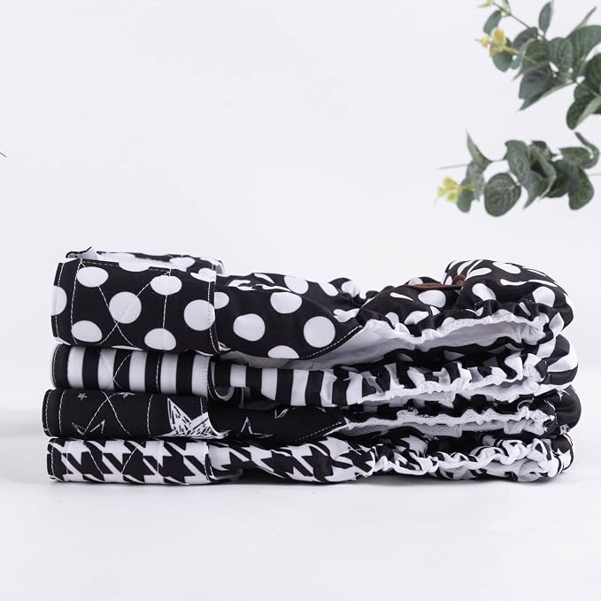 CuteBone Washable Female Dog Diapers 4 Pack Reusable Doggie Heat Diapers for Period FMG01L