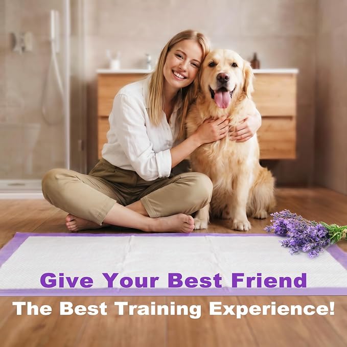 MIZOK Dog Pee Pads 30x36in, Pee Pads for Dogs XL Lavender Scented Odor Eliminating Super Absorbent Up to 10 Cups with 6-Layer Leak-Proof Quick-Dry Purple (40 Counts)