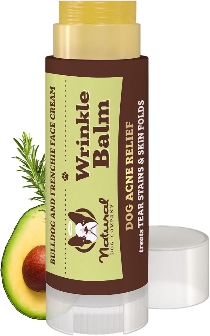 Natural Dog Company Wrinkle Balm for Dogs, 0.15 oz Stick | For Bulldogs, Frenchies & Pugs, Moisturizing Face Fold Care, Skin Fold Balm, For Warm Weather & Humid Days