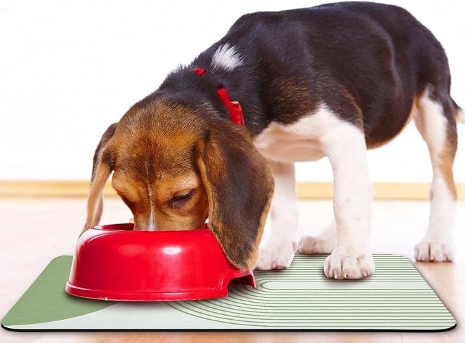 Dog Food Mats,Cat Absorbent Water Bowl Feeding Mats Pet Placemats for Food and Water Green Bohemia 24 * 32 inch