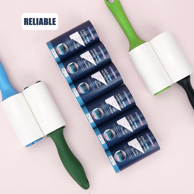 4 inch Lint Roller Refills for Evercare PetLovers Fedicelly MEIQIHOME Swihauk Lint Rollers for Pet Hair Extra Sticky 60 Sheets Each Refill, 6 Pack, 360 Sheets Total (1 1/2'' Inside Dia.)