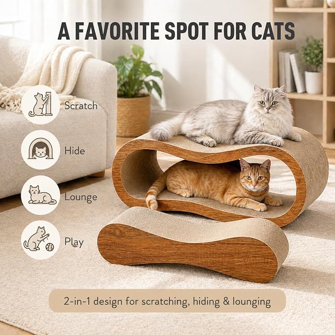 Simple Deluxe Cat Scratcher, 2 in 1 Cat Scratching Board, Cat Cardboard, Scratch Lounger, Large, 27.56 x9.45 x8.86 inch