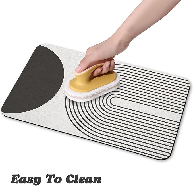 Dog Food Mats,Cat Absorbent Water Bowl Feeding Mats Pet Placemats for Food and Water Black Bohemia 12 * 20 inch