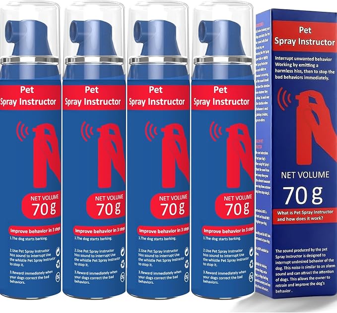 Gutes Leben Dog Instructor Spray, 70ml Spray Corrector Dog Trainer, Safe Humane & Effective Stop Barking, Jumping Up, Food Stealing, Dog Fights & Attacks, Help Stop Unnecessary Dog Behaviour (4 Pack)